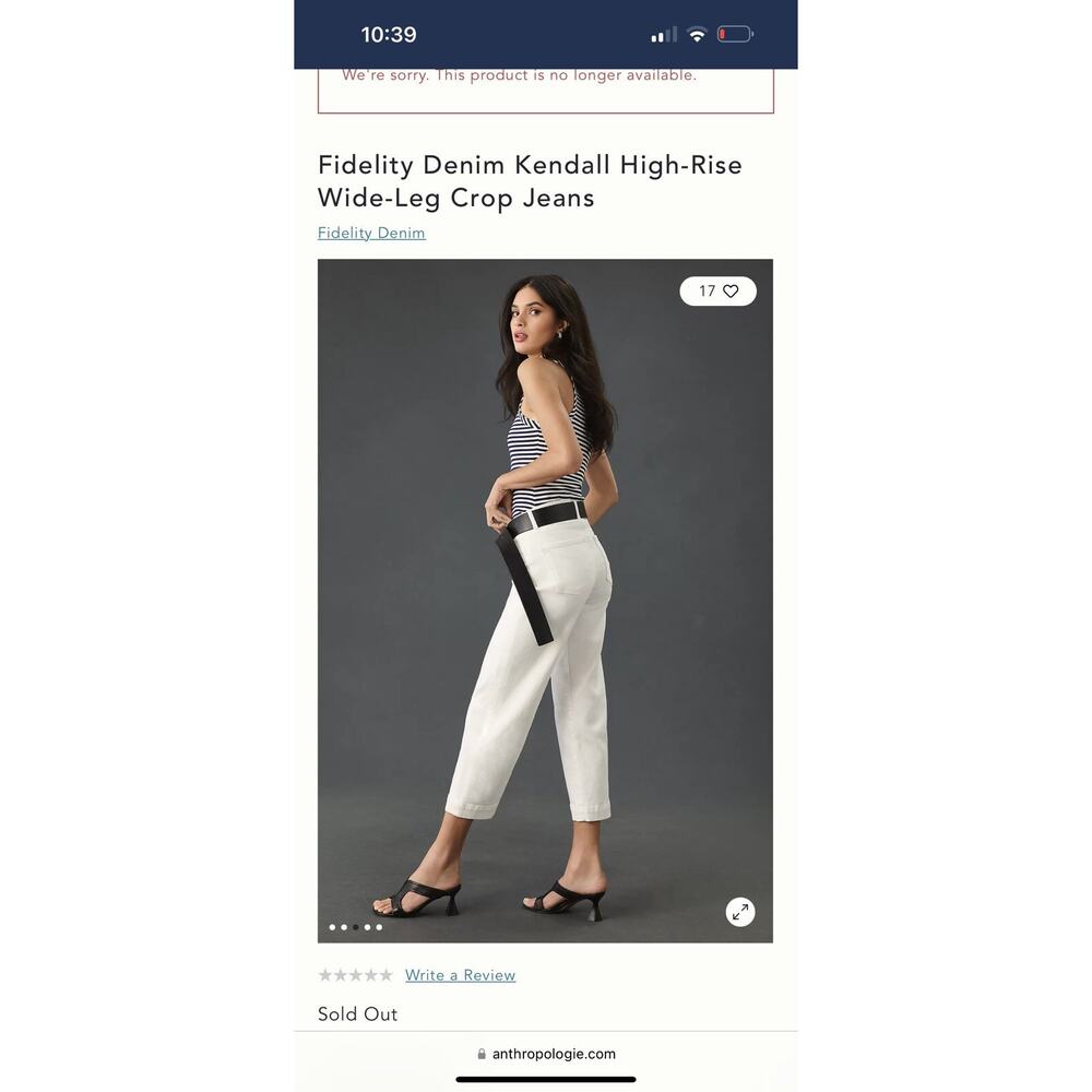 NWT Fidelity Kendall Denim Mid Rise S1066 Anthropologie Jeans 26 Wide Leg Crop - Picture 12 of 14